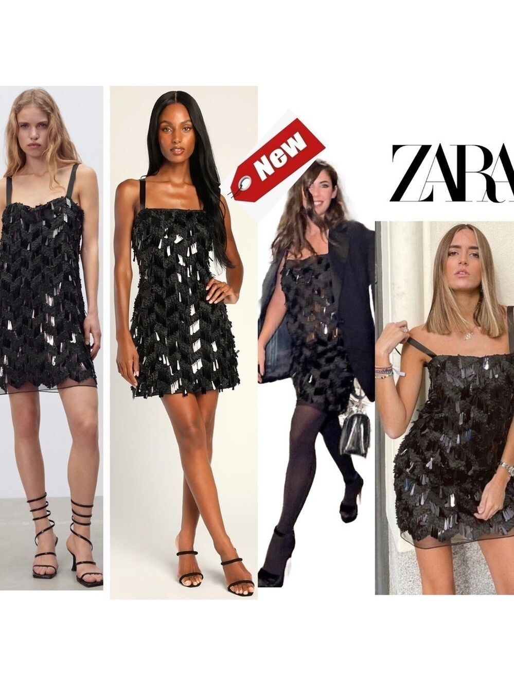 ZARA BLOGGER FAVORITE SEQUIN MINI DRESS BLACK S NWOT Vegas new years X-mas party